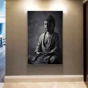Art mural méditatif inspiré du Bouddha