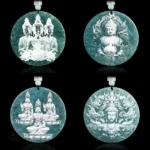 Amulette Bouddhiste en jade bleu