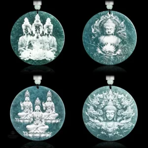 Amulette Bouddhiste en jade bleu