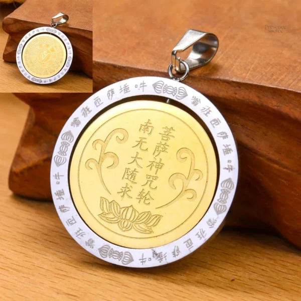 Amulette spirituelle en or, forme circulaire