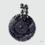 Amulette Bouddhiste Ying Yang Noir en design élégant