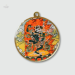 Amulette tibétaine Lion Thangka en design traditionnel