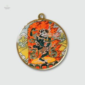 Amulette tibétaine Lion Thangka en design traditionnel
