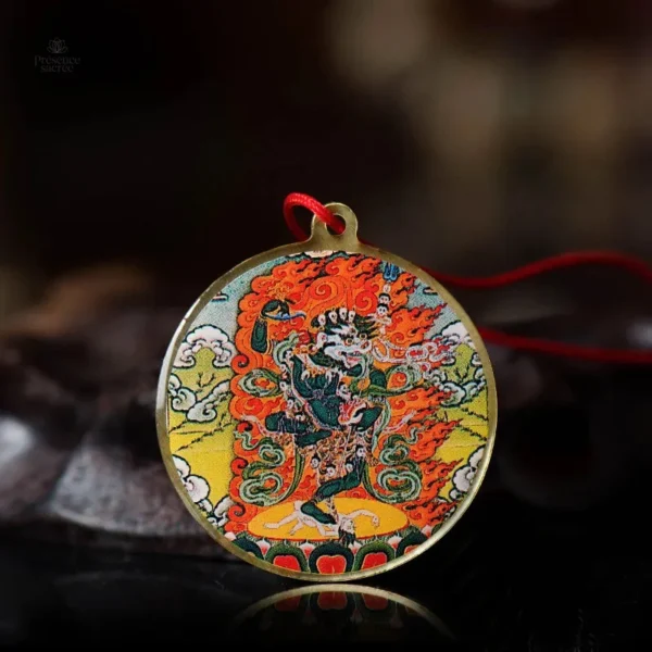 Thangka représentant un lion, symbole de protection