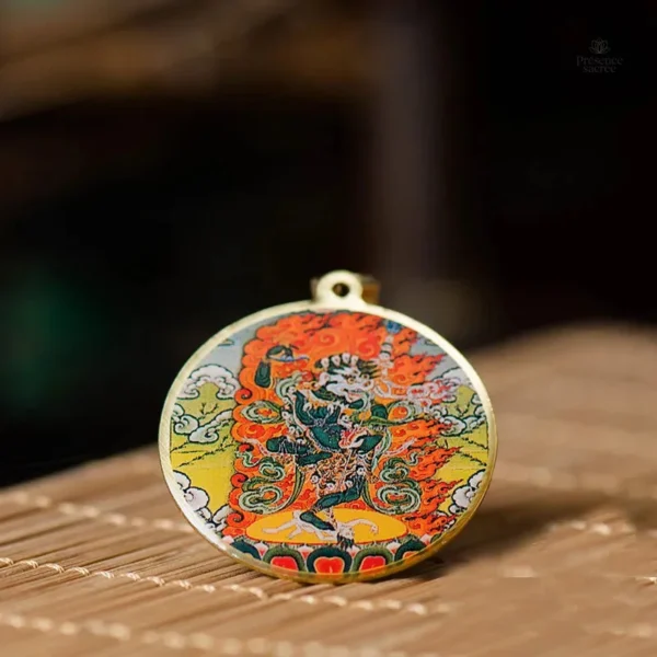 Amulette tibétaine, design Thangka inspiré du lion