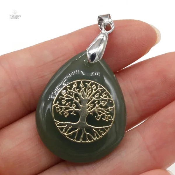 Pendentif en Pierre avec Arbre de Vie décoratif