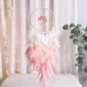 Attrape-rêve blanc et rose décoratif