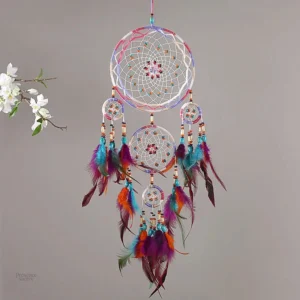Capteur de rêves indien avec motifs élaborés et colorés