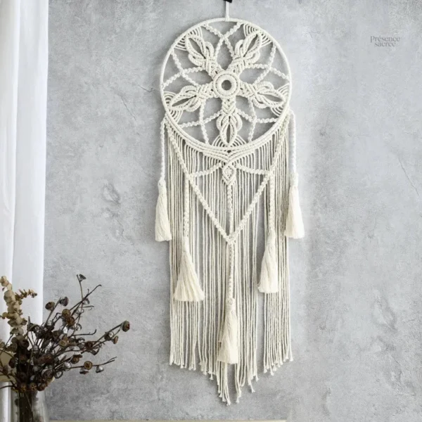 Décoration murale attrape rêve, design macramé unique