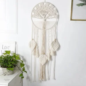 Attrape-rêve macramé arbre de vie en décoration murale