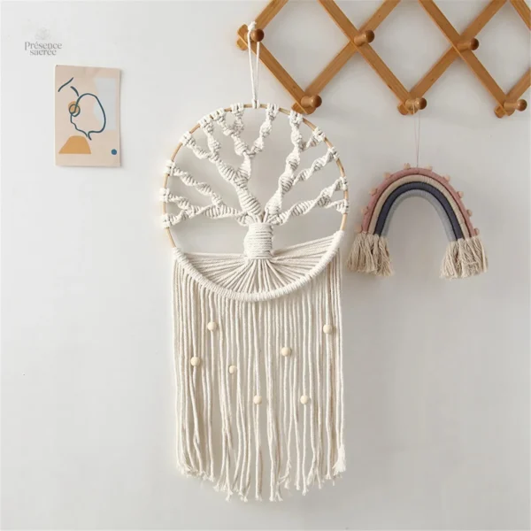 Attrape-rêve bohème avec motif arbre de vie en macramé