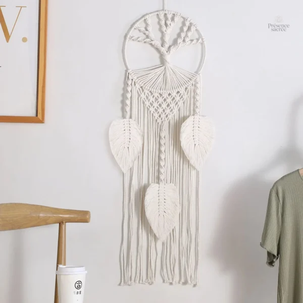 Capteur de rêves macramé, design élégant arbre de vie