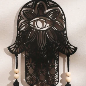 Attrape-Rêve noir avec symbole de la Main de Fatma