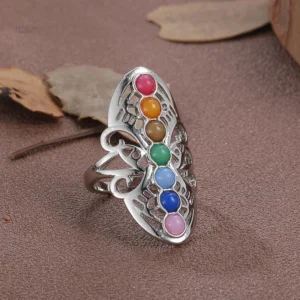Bague spirituelle 7 Chakras, design bouddhiste élégant