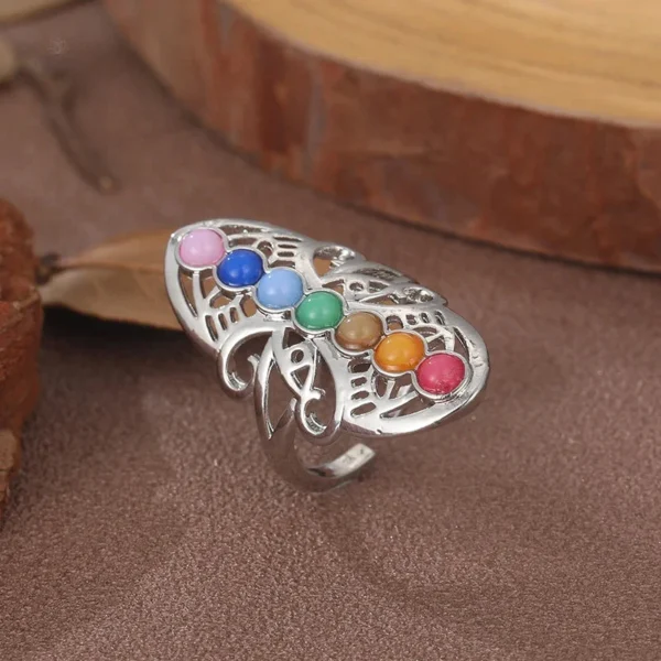 Bague 7 Chakras multi-couleurs, accessoire zen