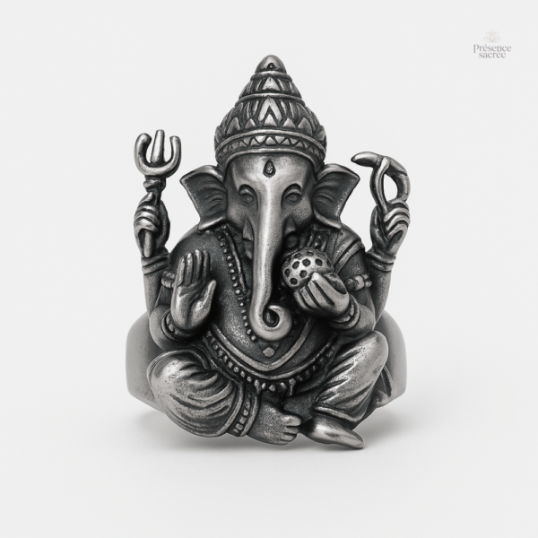 Bague en acier Ganesh, symbole spirituel bouddhiste