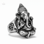 Bague Ganesh en acier inoxydable, design bouddhiste contemporain