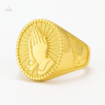 Bague Bouddha Namaste en métal argenté, style zen