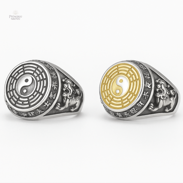 Bague Bouddhiste Homme en motif yin et yang