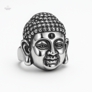 Bague Bouddhiste Porte-Bonheur en argent minimaliste