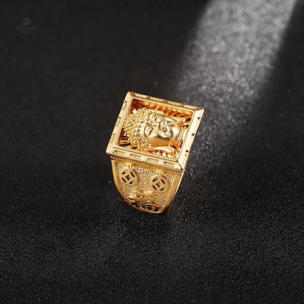 Bague spirituelle tibétaine en métal pour homme