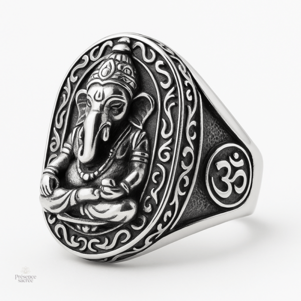 Bague Chevalière Ganesh en style bouddhiste