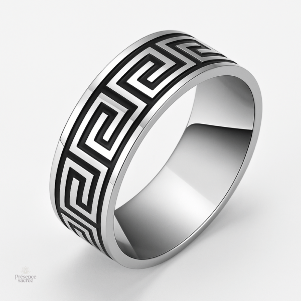 Bague d'Ancrage Bouddhiste en métal argenté