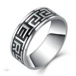 Bague en métal décorée de motifs bouddhistes