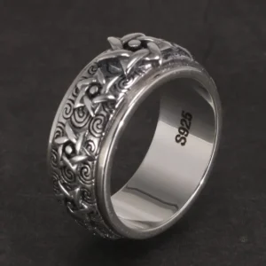 Bague de prière bouddhiste tournante en métal