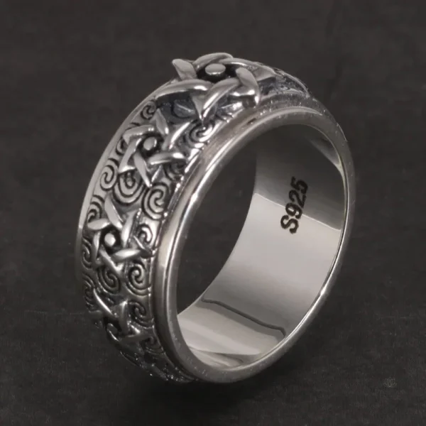 Bague de prière bouddhiste tournante en métal
