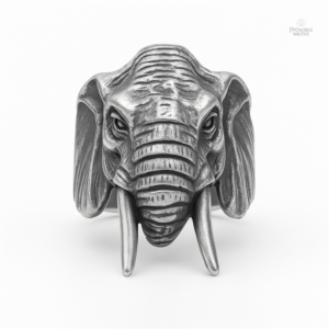 Bague éléphant en design bouddhiste, symbole de sagesse