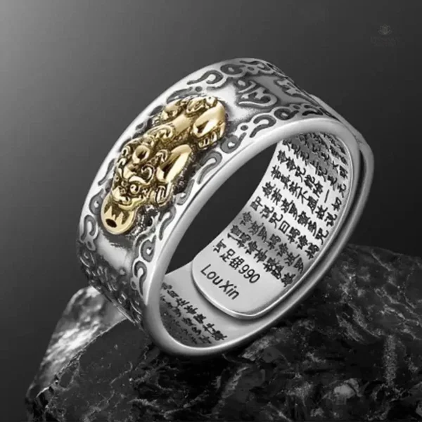 Bague inspirée du mantra bouddhiste Pixiu