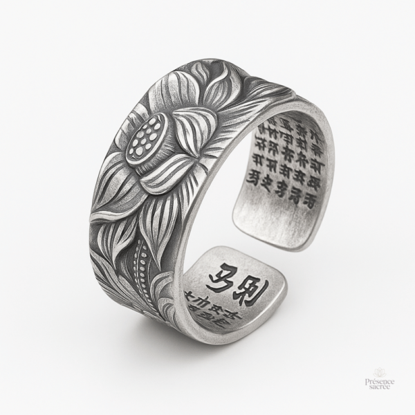 Bague Lotus pour homme, design bouddhiste élégant