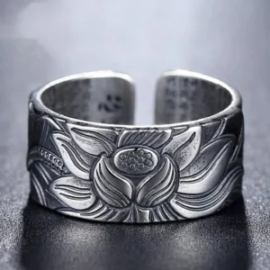 Accessoire spirituel masculin, bague Lotus inspirante