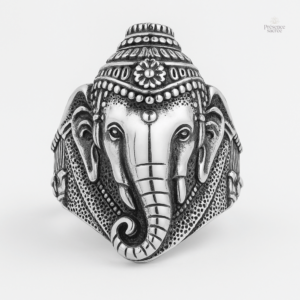 Bague Ganesh en style bouddhiste, symbolique et élégante