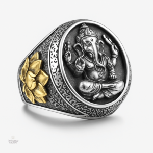 Bague Ganesh en argent, bijou bouddhiste symbolique