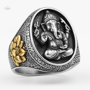 Bague argent Ganesh, accessoire spirituel élégant