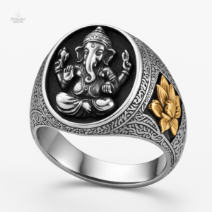 Bague bouddhiste Ganesh, artisanat en argent raffiné