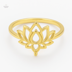 Bague Lotus Bouddhiste en métal élégant