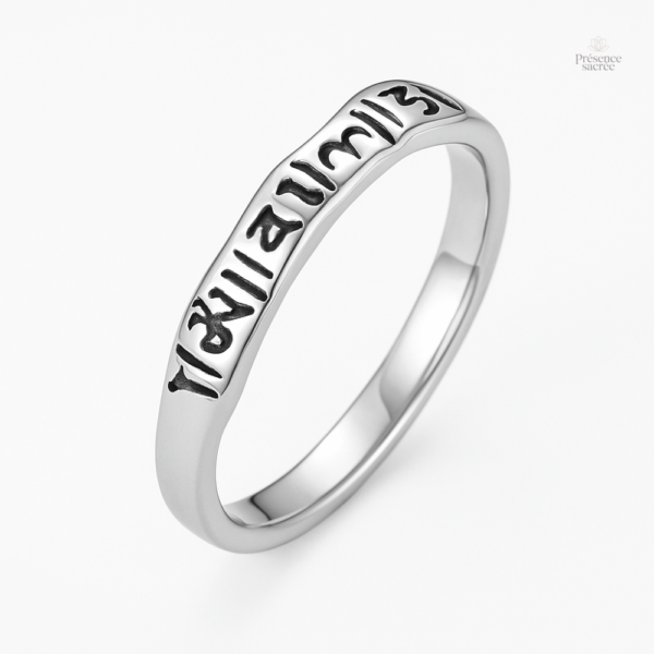 Bague Mantra en argent, bijou bouddhiste esprit zen