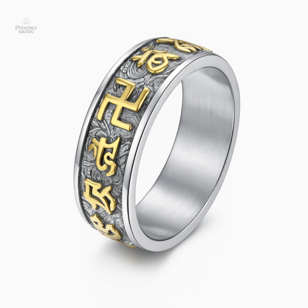 Bague Mantra Bouddhiste en argent