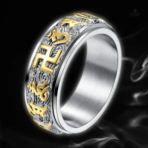 Bague argent avec symbole bouddhiste