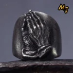 Bague en argent, motif Namaste pour la pratique spirituelle