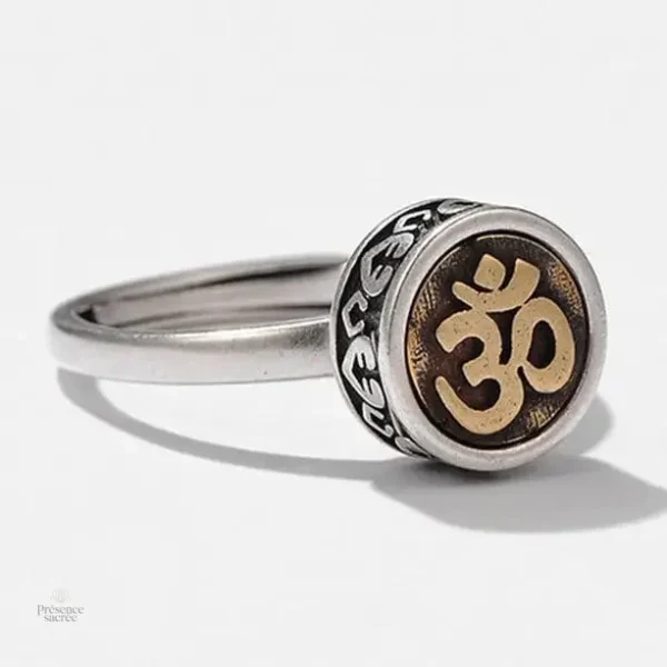 Bague bouddhiste Om, symbole spirituel tournant