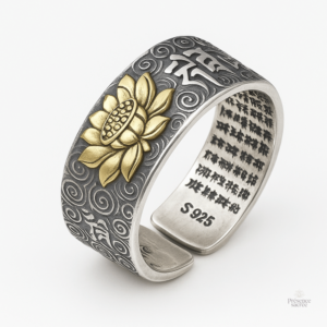 Bague ouverte inspirée de la philosophie bouddhiste