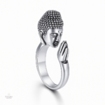 Bague Prière Bouddha en métal, symbole de sérénité