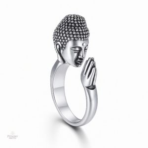 Bague Prière Bouddha en métal, symbole de sérénité