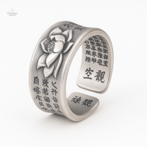 Bague Sutra du Lotus en design bouddhiste