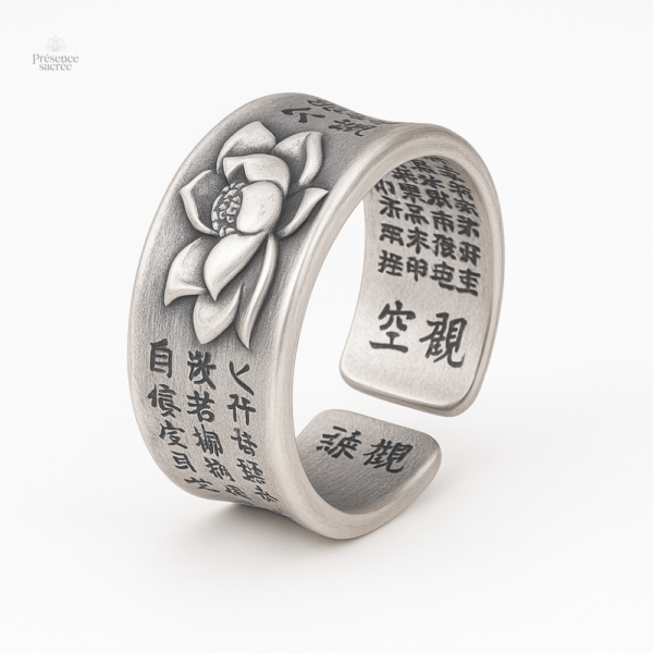 Bague Sutra du Lotus en design bouddhiste