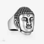 Bague Bouddha en métal avec design élégant de tête de Bouddha